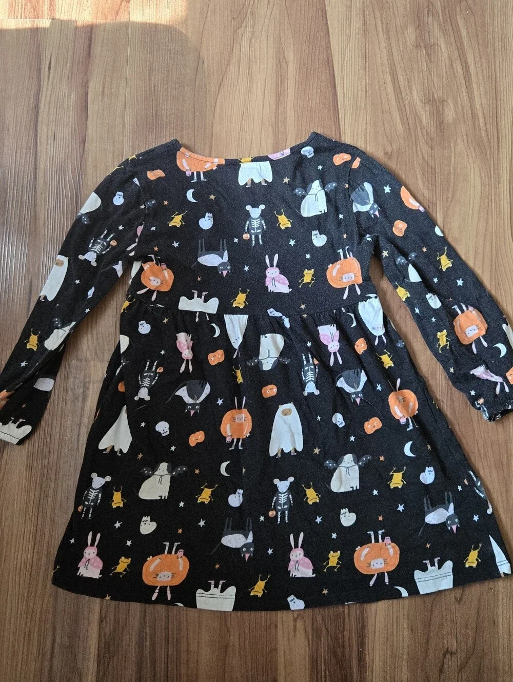 Halloween Pumpkin & Ghost Print Long Sleeve Aline 4T Dress Set Of 2 GUC